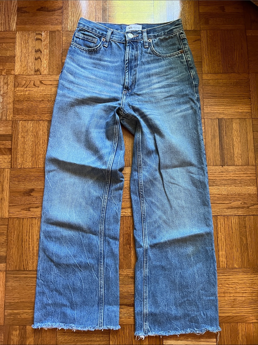 Zara Mariner High-Rise Wide-Leg Jeans - Blue Denim